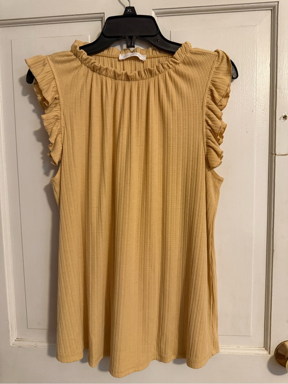 Ces Femme Mustard Ruffle Sleeve Tank Top